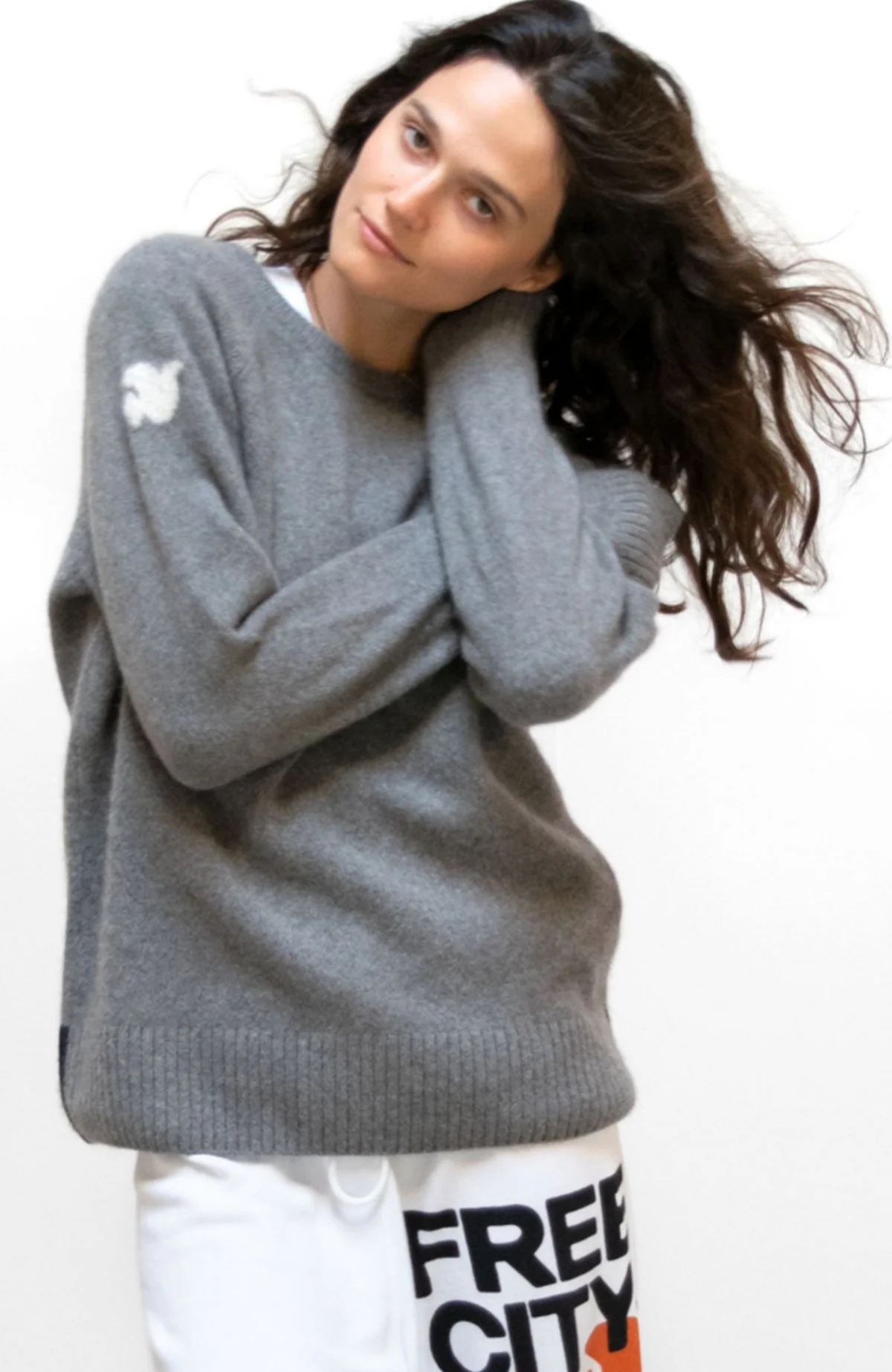 BACKSTRIKE DOVE SUPERLUX CASHMERE crew - dovegray/deeplynavy - Image 4
