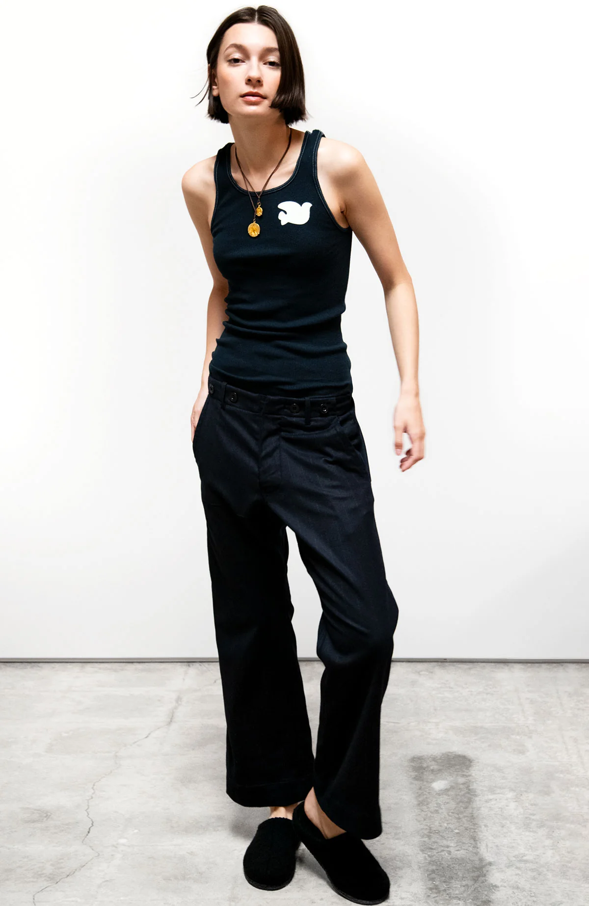 CASHMERE BLEND FRENCH SAILOR PANT - deeply navy - Image 4